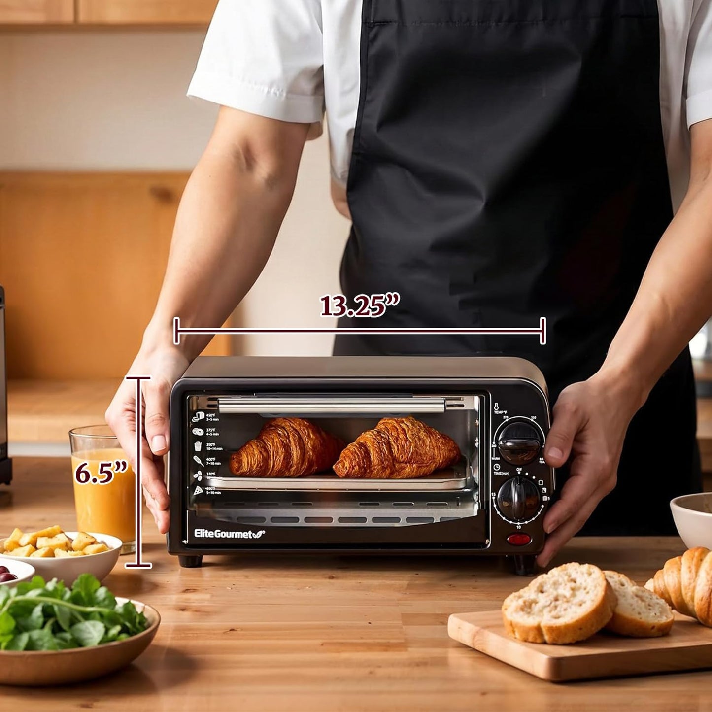 ETO236 Personal Compact 2 Slice Countertop Toaster Oven with 15 Minute Timer & Adjustable Temperature, Bake, Broil, & Toast, Black