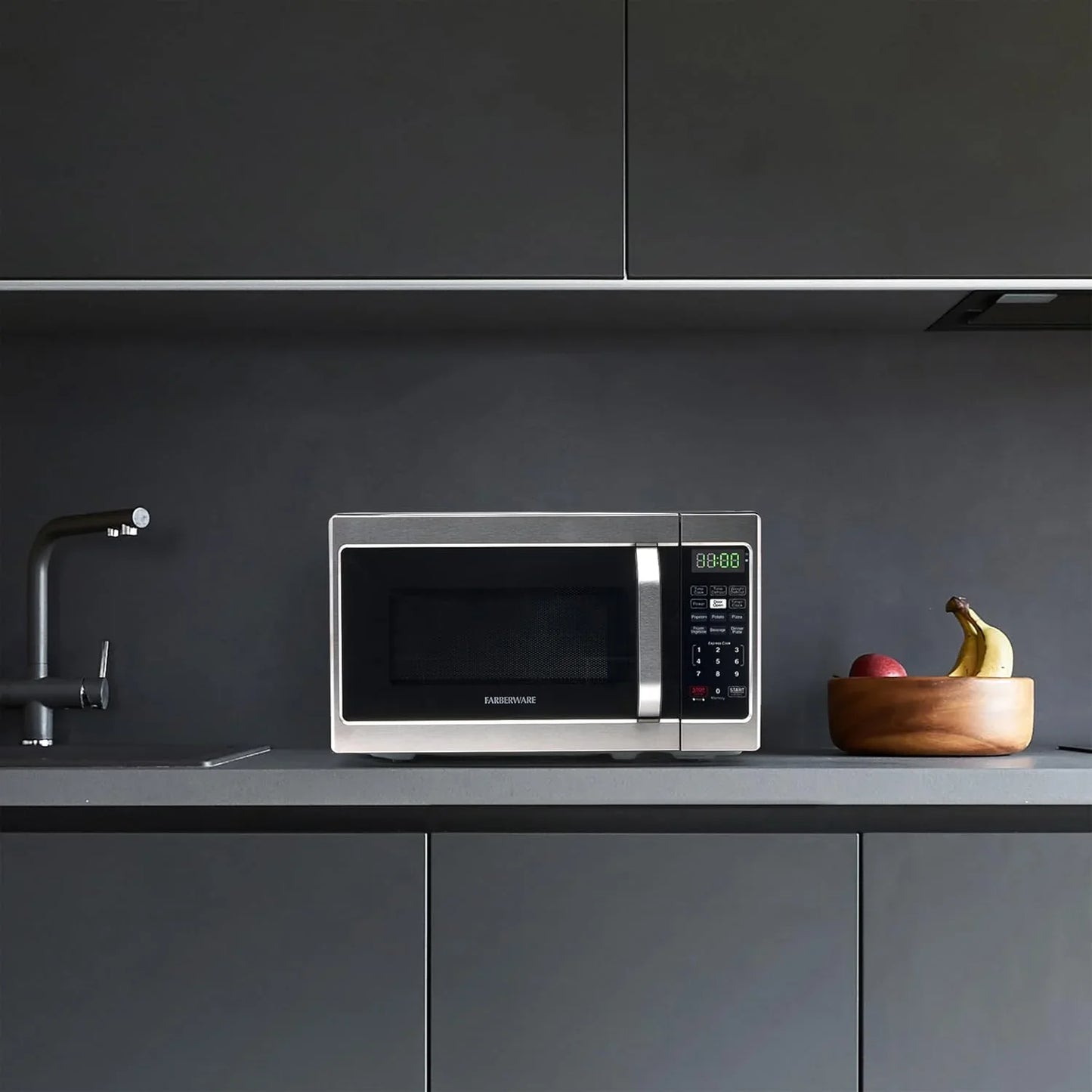 0.7 Cu. Ft. Countertop Microwave Oven – 700 Watts Power, Auto Cook Settings, Defrost, Easy Clean and Child Safety Lock - Stainless