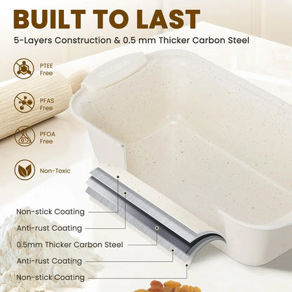 22 PCS Nonstick Baking Pans Set, Stackable Bakeware Sets with Silicone Handles, 450°F Oven Safe Baking Sheet Set, Easy Release Cookie Sheets for Baking, Cream