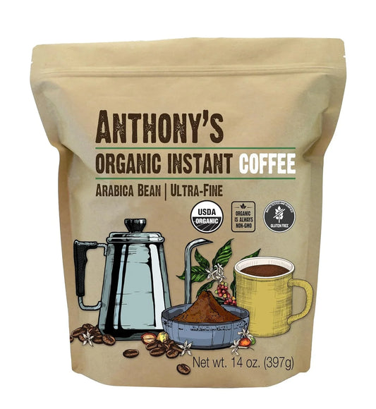 Organic Instant Coffee,14Oz, Ultra Fine Microground, Gluten Free, Arabica, Non GMO