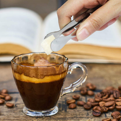 6PCS Ice Tongs Mini Sugar Tongs 4.25Inch Stainless Steel Kitchen Utensils Set,Small Serving Tong and Tiny Kitchen Tong for Appetizers,Tea Party, Coffee Bar, Desserts by  (Silver)