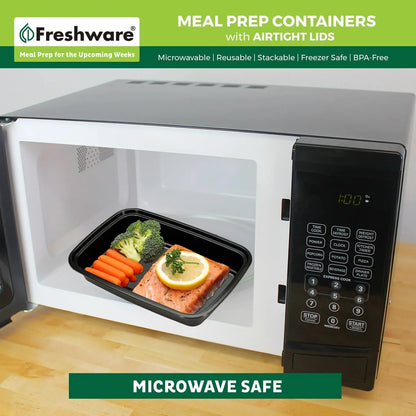Meal Prep Containers [50 Pack] 1 Compartment with Lids, Food Storage Containers, Bento Box, BPA Free, Stackable, Microwave/Dishwasher/Freezer Safe (24 Oz)