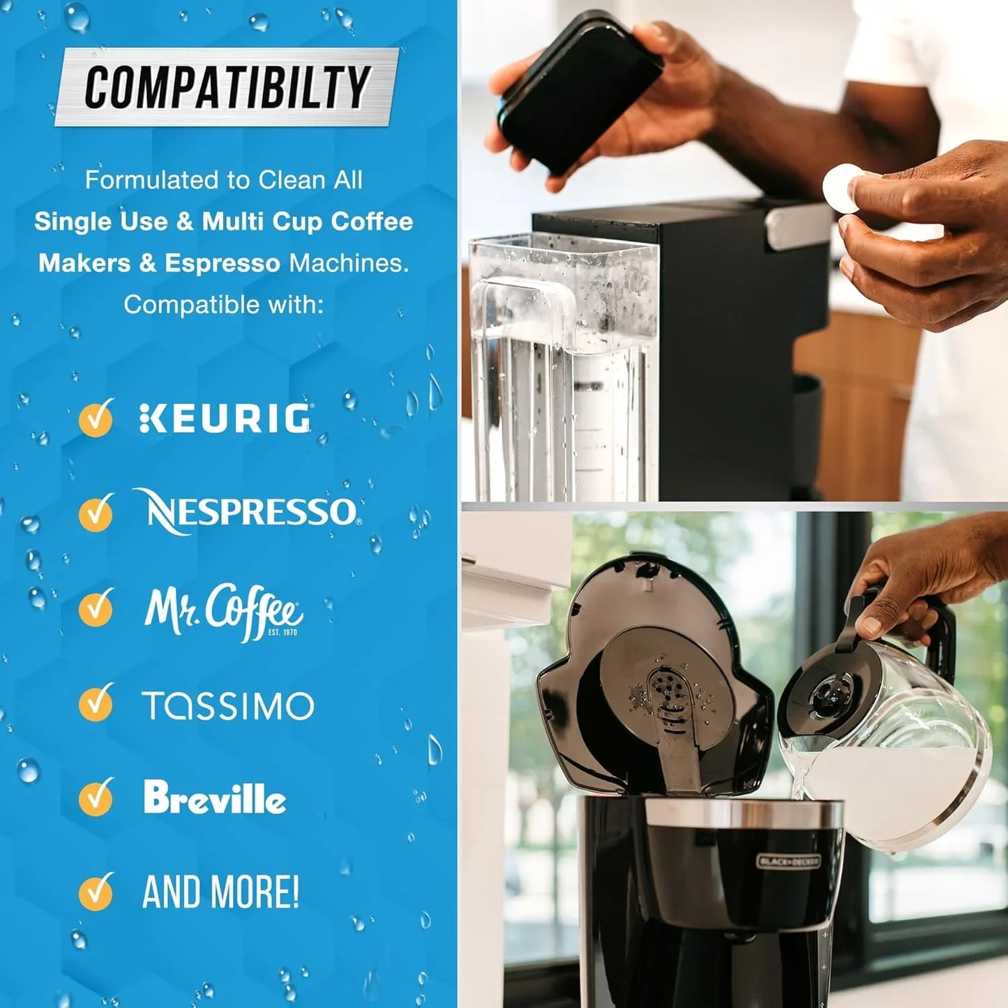 Coffee Machine Cleaner Descaler Tablets - 24 Count, Compatible with Nespresso, Keurig, Ninja, Delonghi, Miele, Coffee Maker Pot Descaling & Cleaning Tabs, Descale Drip Coffe and Espresso Machines