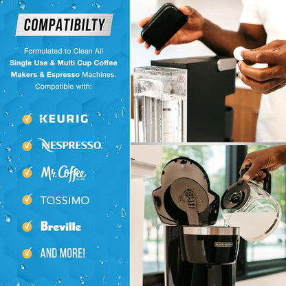 Coffee Machine Cleaner Descaler Tablets - 24 Count, Compatible with Nespresso, Keurig, Ninja, Delonghi, Miele, Coffee Maker Pot Descaling & Cleaning Tabs, Descale Drip Coffe and Espresso Machines