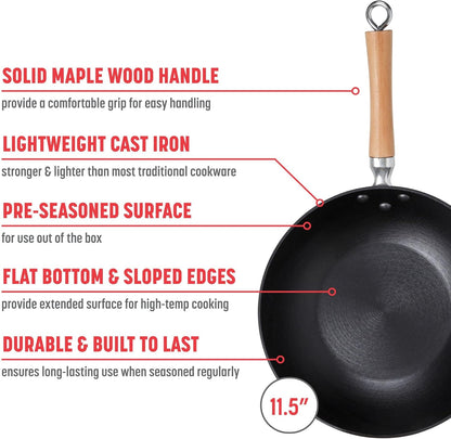 23-0003, Lightweight Cast Iron Stir Fry, 11.5-Inch