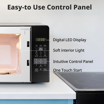 EM720CPL-PMB Countertop Microwave Oven with Sound On/Off, ECO Mode and Easy One-Touch Buttons, 0.7Cu.Ft, 700W, Black