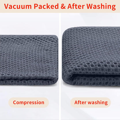 100% Cotton Kitchen Towels and Dishcloths Set, 12 X 12 Inches and 13 X 28 Inches, Set of 8 Bulk Kitchen Towels Set, Ultra Soft Absorbent Dish Cloths for Washing Dishes, Dark Grey