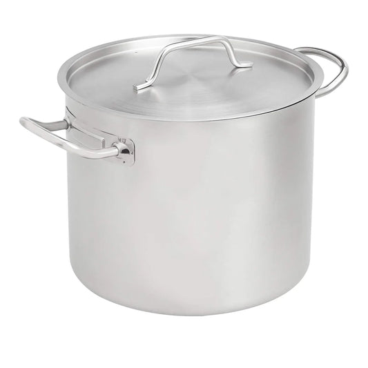 12 Quarts Stainless Steel Aluminum-Clad Stock Pot with Cover, Induction Compatible, Dishwasher Safe, Oven Safe, Even Heating, Soup and Pasta Pot