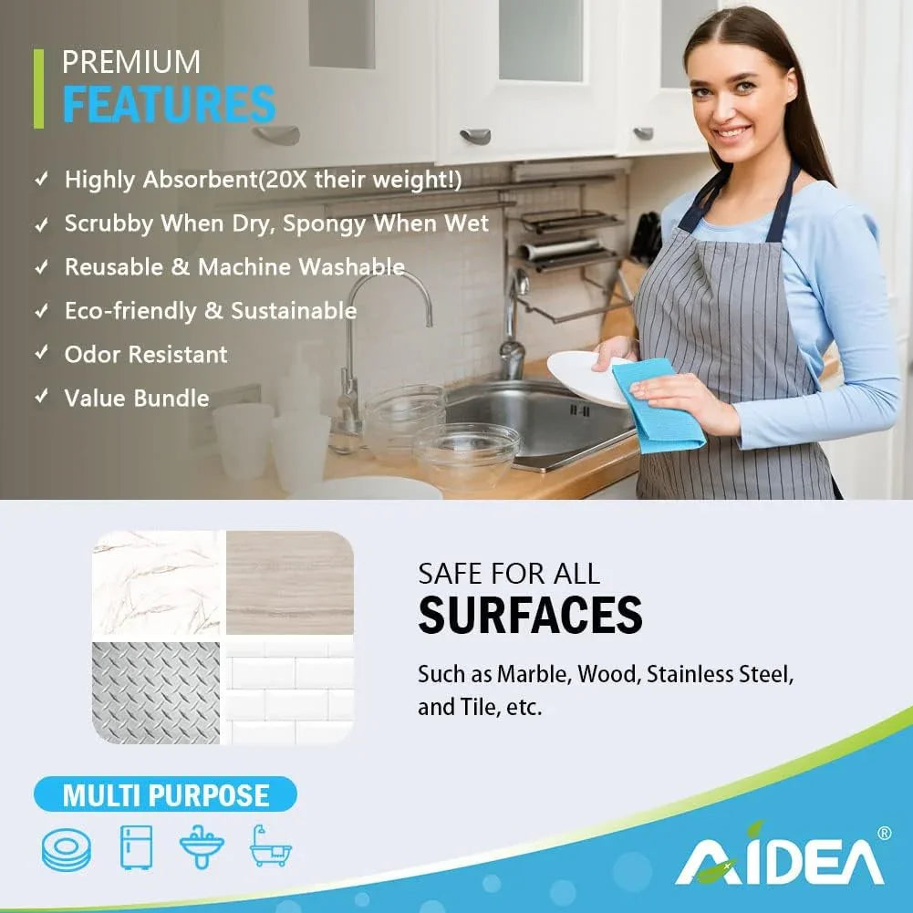 Swedish Dishcloths for Kitchen-10Pk, Absorbent Sponge Dish Cloth, Dishcloths for Washing Dishes, Reusable Paper Towels Dish Cloths, Swedish Towels for Home, Kitchen, Glass, 7" X 6"