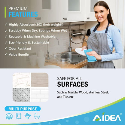 Swedish Dishcloths for Kitchen-10Pk, Absorbent Sponge Dish Cloth, Dishcloths for Washing Dishes, Reusable Paper Towels Dish Cloths, Swedish Towels for Home, Kitchen, Glass, 7" X 6"