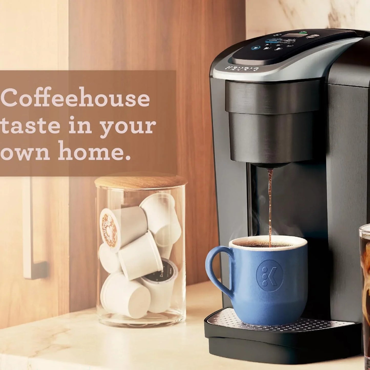 K-Elite Single Serve K-Cup Pod Coffee Maker, with Strength and Temperature Control, Iced Coffee Capability, 8 to 12Oz Brew Size, Programmable, Brushed Slate