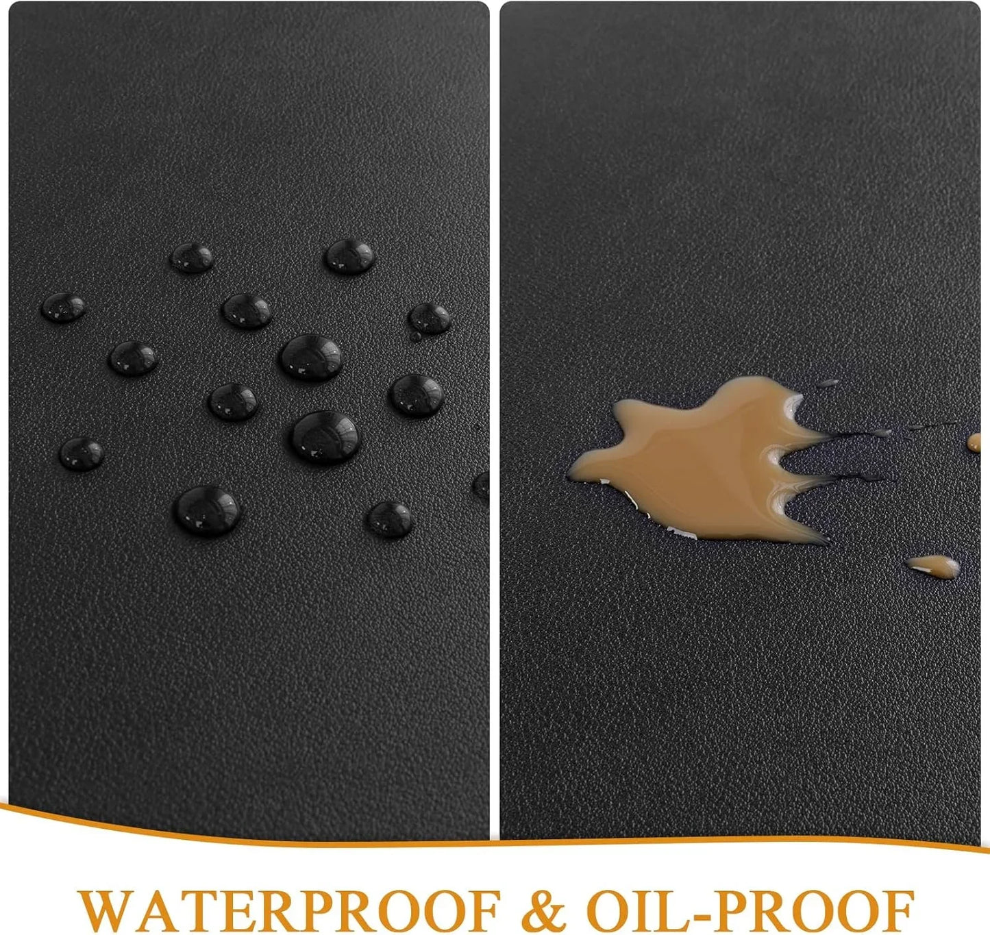 Placemats Set of 6 Faux Leather Waterproof Leakproof Wipeable PU Non-Slip Vinyl Place Mats Heat Resistant Table Mats for Kitchen Dining Table Indoor Outdoor, Black