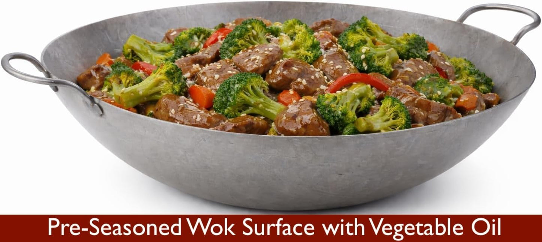 24 Inch Steel Wok-Cantonese Style-Ideal for Stir Fry, Asian Cooking-Heavy Duty