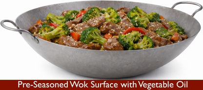 24 Inch Steel Wok-Cantonese Style-Ideal for Stir Fry, Asian Cooking-Heavy Duty