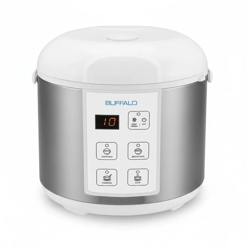 Classic Rice Cooker with Clad Stainless Steel Inner Pot - Electric Rice Cooker for White/Brown Rice, Grain - Easy-To-Clean, Non-Toxic & Non-Stick, Auto Warmer (5 Cup)