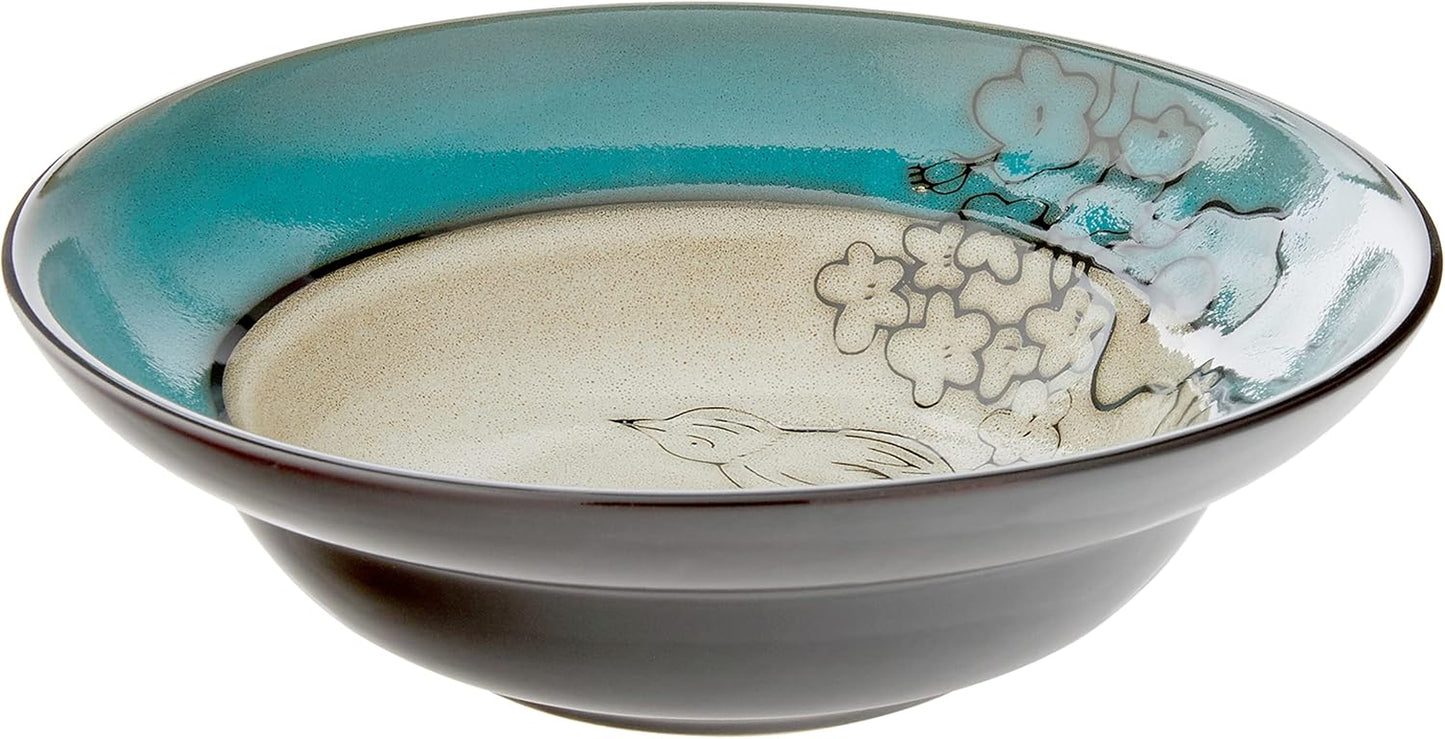 Song Bird Dinnerware Set, 16 Piece, Green, Gray