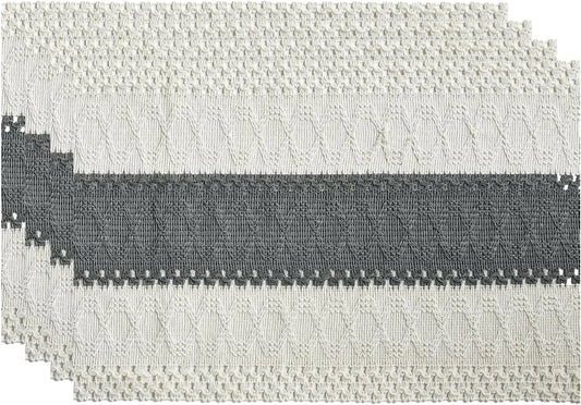 Dark Grey Farmhouse Rustic Placemats Set of 4,12X18 Inch Seasonal Holiday Hollow Table Mats Party Kitchen Dining Decoration
