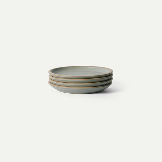 Medium Plates Set of 4, 8.5 Inch Ceramic Pottery Salad Plates - Microwave, Oven and Dishwasher Safe - Peppercorn