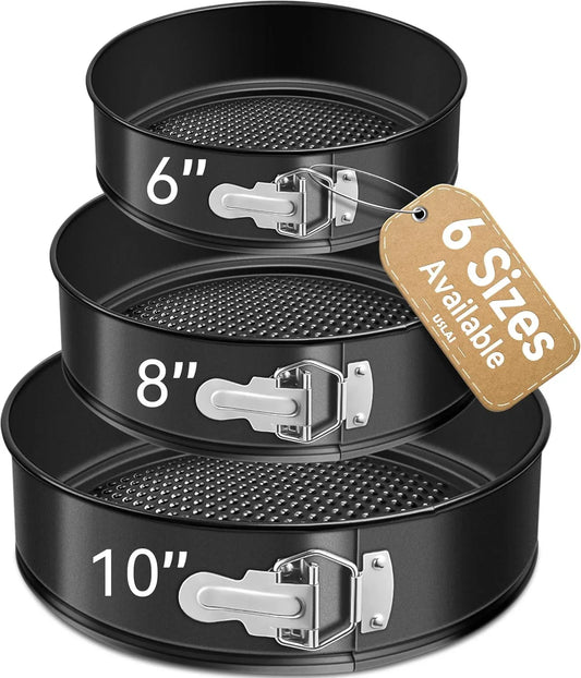 Springform Pan, 6+8+10 Inch Nonstick Cheesecake Pan with Removable Bottom, Easy to Clean, Ideal for Baking Cakes, Pies and Quiches - Set of 3