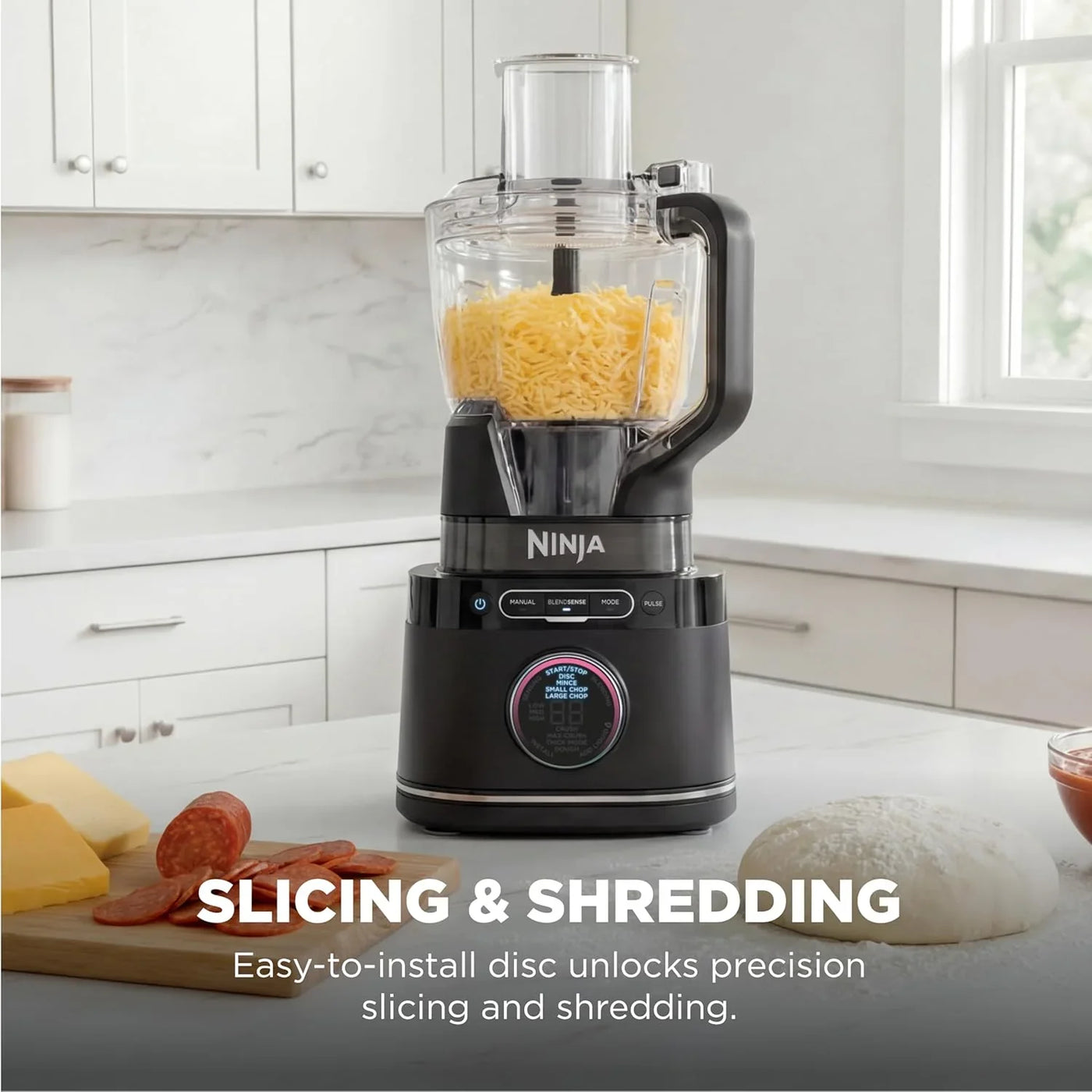 Kitchen System | All-In-One Food Processor & Blender | 8-Cup Bowl & (1) 24 Oz. To-Go Cup Blendsense Tech | for Smoothies, Cookie Dough, Salsas, Cole Slaw & More | 1800 Peak Watt | Black | TB401