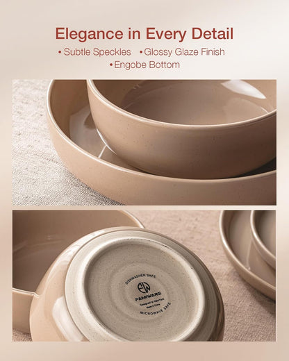 Milkyway Dinnerware Sets, 24 Piece Dish Set, Plates and Bowls Sets for 8, Cinnamon Brown