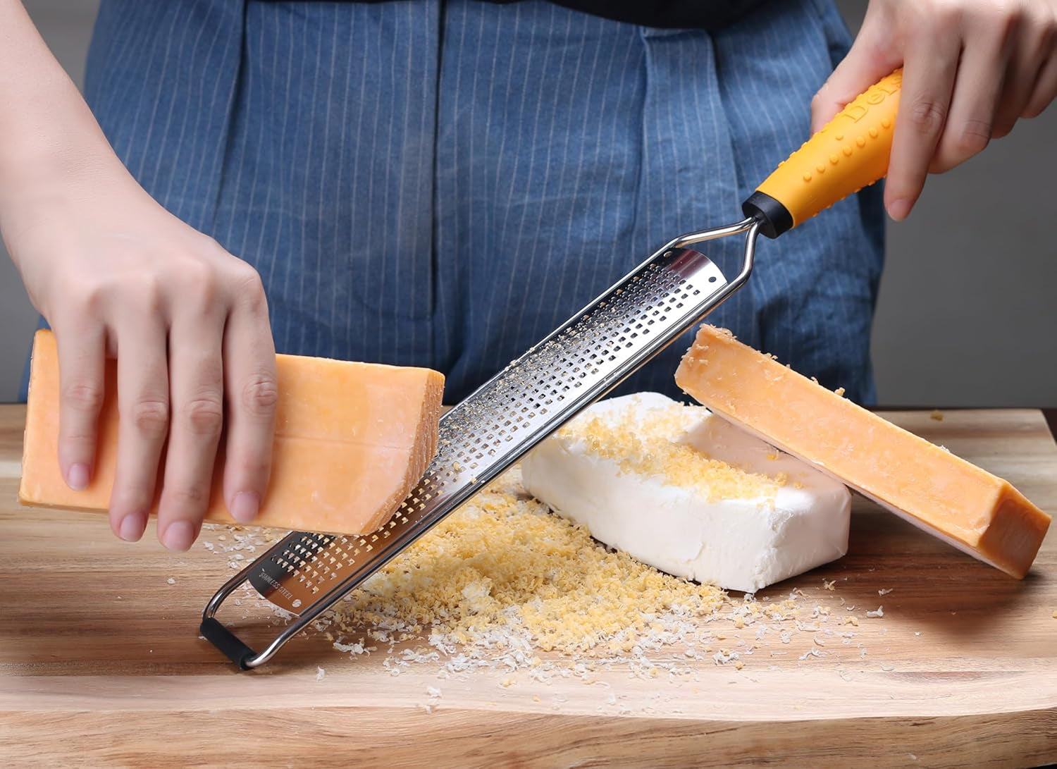 PRO Lemon Zester & Heavy Duty Cheese Grater & Vegetable Grater - Parmesan Cheese Lemon, Garlic, Nutmeg, Chocolate, Fruits, Vegetables, Ginger Grater - Cheese Shredder & Stainless Steel Grater