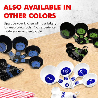 Easy to Read Plastic, Measuring Cup Set, 10 Piece Set, Blue