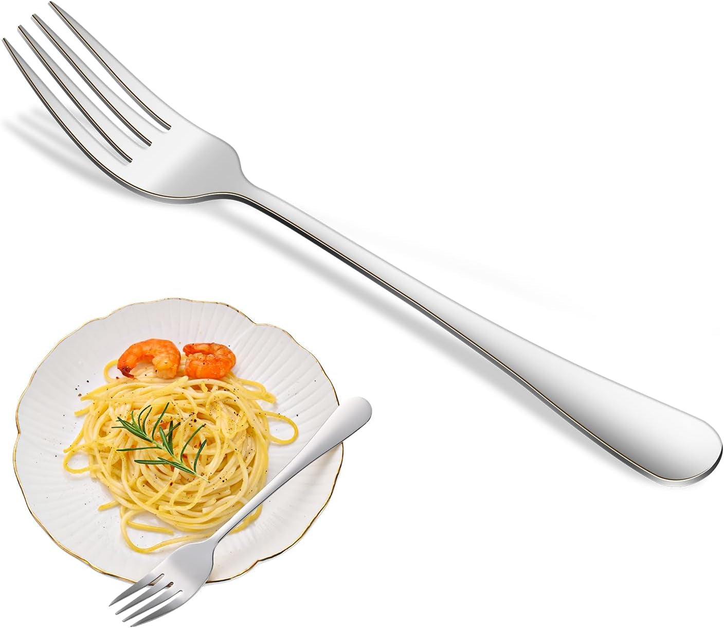 Dinner Forks,8-Piece 8 Inches Stainless Steel Table Fork,Dishwasher Safe Flatware Forks,Food Grade Mirror Polishing Silverware Main Fork for Home,Restaurant or Hotel