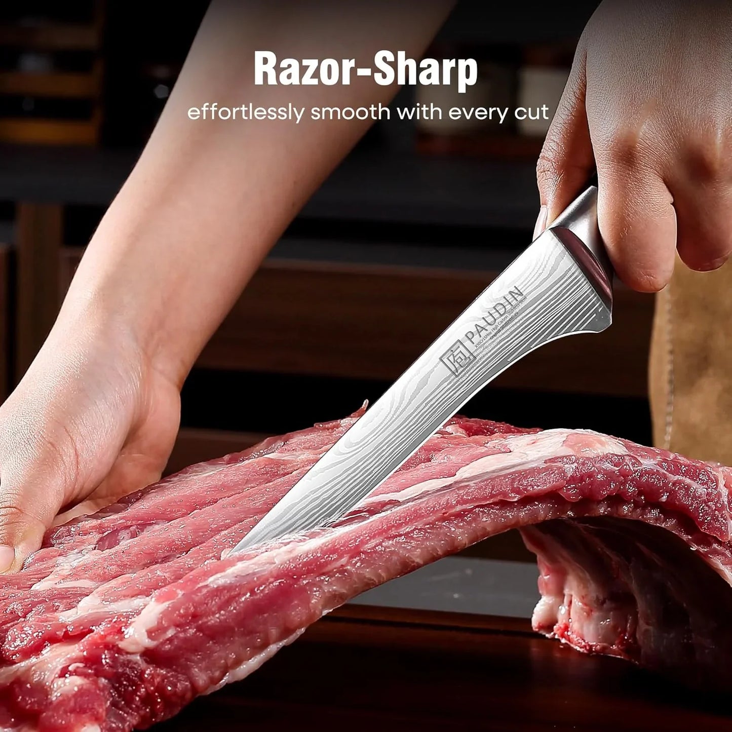 Boning Knife 6 Inch, Super Sharp Fillet Knife, German High Carbon Stainless Steel Deboning Knives, Professional Boning Knives for Meat Poultry Chicken, Pakkawood Handle with Gift Box