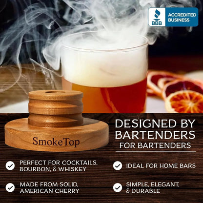 Smoketop® Cocktail Smoker Kit 5 Pack - Old Fashioned Chimney Drink Smoker for Cocktails, Whiskey, & Bourbon with 2Oz Sample Wood Chips - by Middleton Mixology