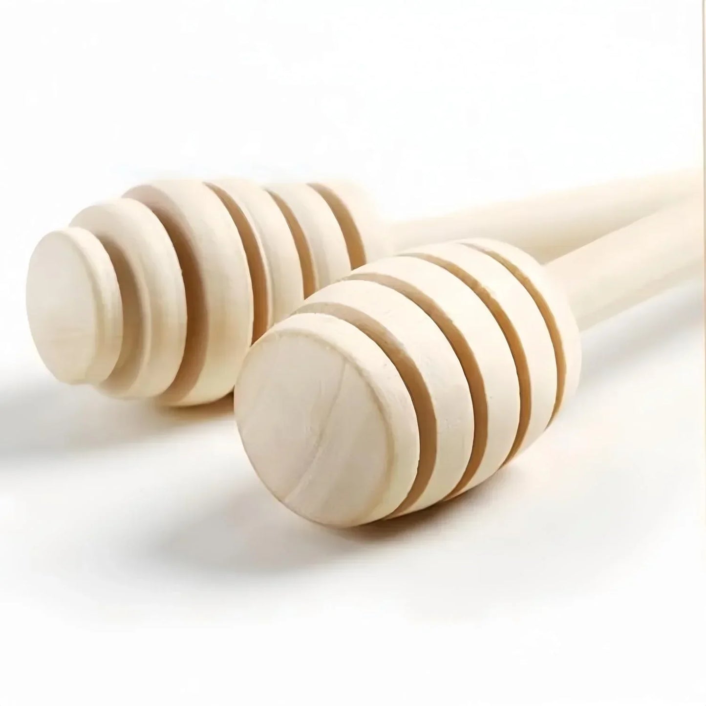 Wooden honey dipper for kitchen use, smooth design, natural finish