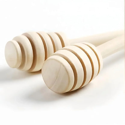 Wooden honey dipper for kitchen use, smooth design, natural finish