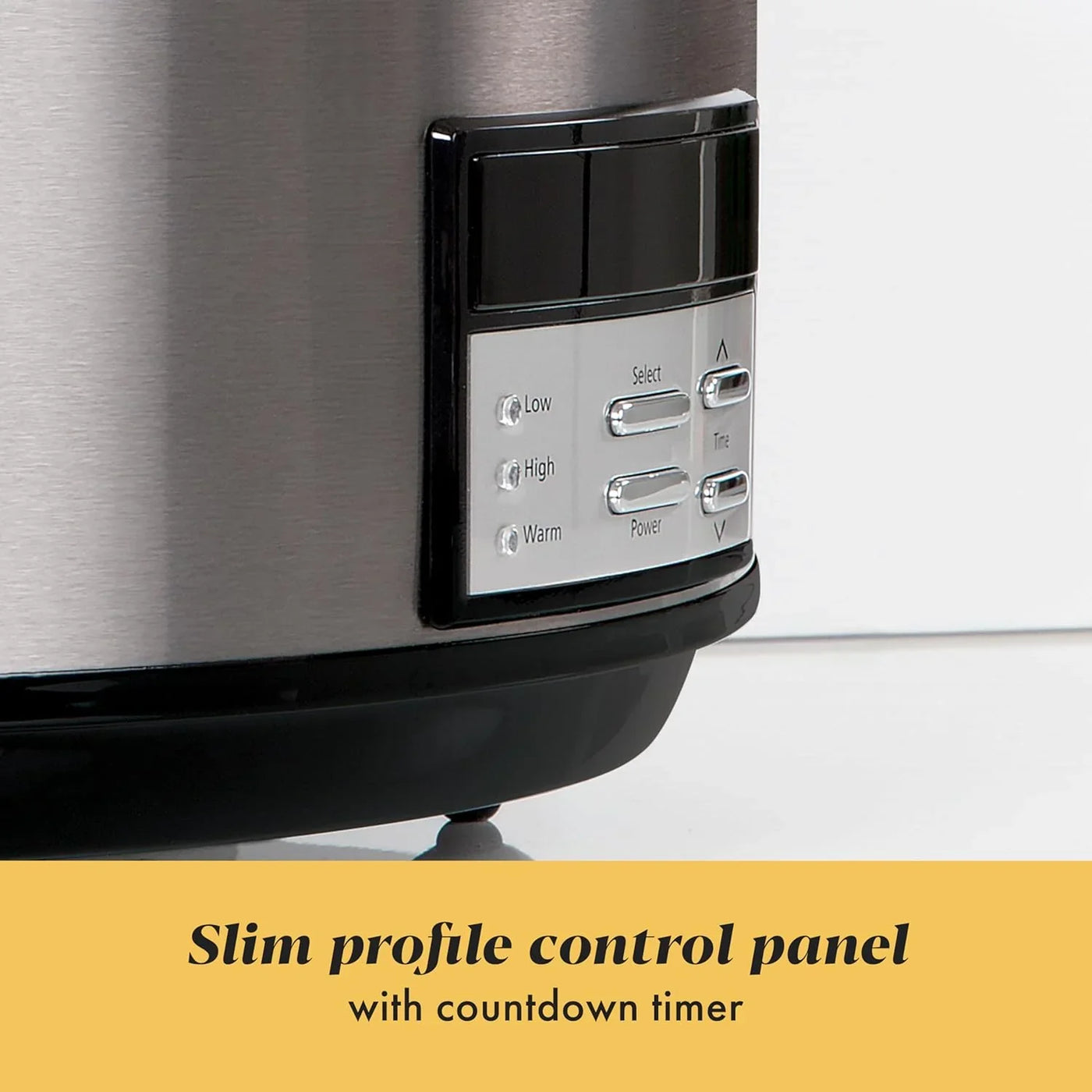 Large 8-Quart Programmable Slow Cooker with Auto Warm Setting Black Stainless Steel