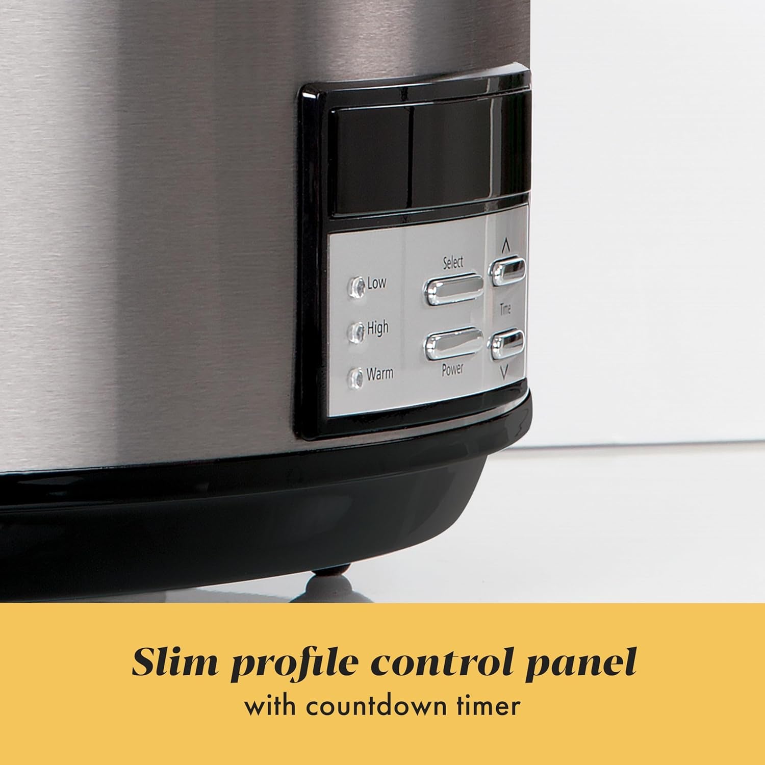 Large 8-Quart Programmable Slow Cooker with Auto Warm Setting Black Stainless Steel