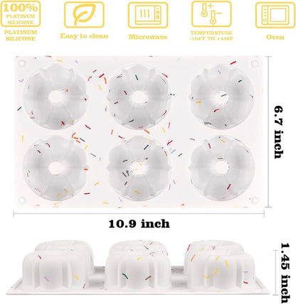 3 Pcs Mini Fluted Cake Pan, 6-Cavity Fluted Tube Cake Pan, Non-Stick Silicone Baking Mold for Cupcakes, Donuts, Muffins, Cornbread, Brownies, Jellies