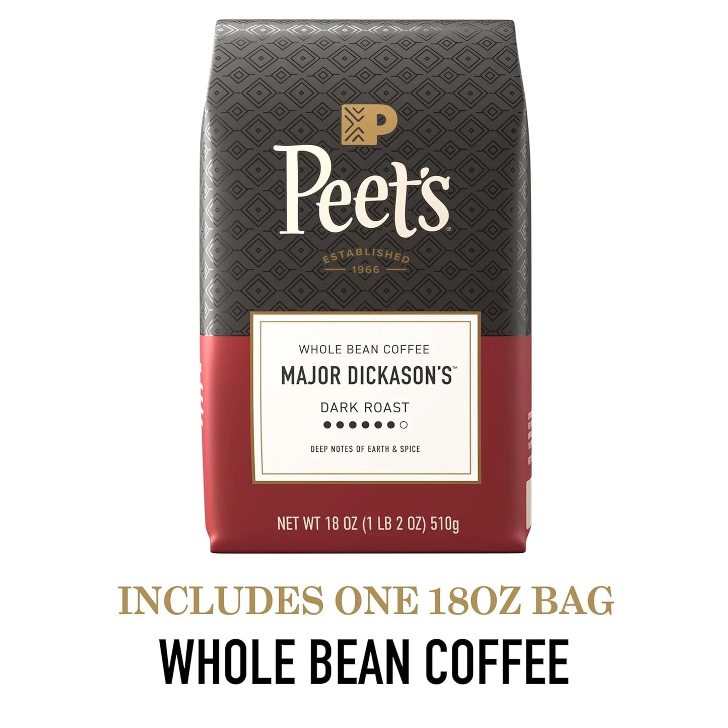 , Dark Roast Whole Bean Coffee, 100% Arabica Coffee - Major Dickason'S Blend 18 Ounce Bag