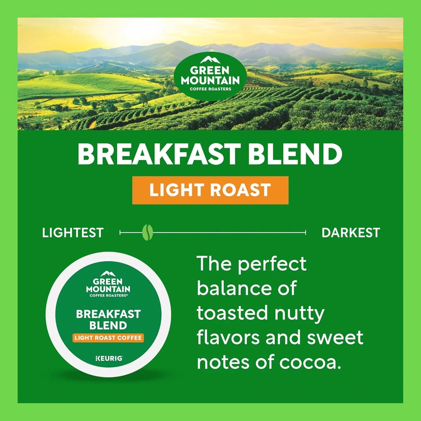 Breakfast Blend Single-Serve Keurig K-Cup Pods, Light Roast Coffee, 96 Count