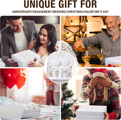 Ceramic Engagement Gifts for Couples Newly Engaged Unique Coffee Mugs Set of 2, 12 Oz| Bachelorette Bridal Shower Gift for Bride, Anniversary Wedding Gifts for Couple Housewarming Gift Ideas