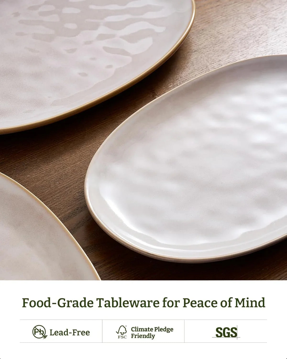 Serving Platter, Oval 15.59/14.3/12.9 Inch Serving Dishes for Entertaining, Serving Bowls, Microwave Safe, Stonware Serving Trays for Party, Turkey, Cheese, Ocean Series, Cappuccino White