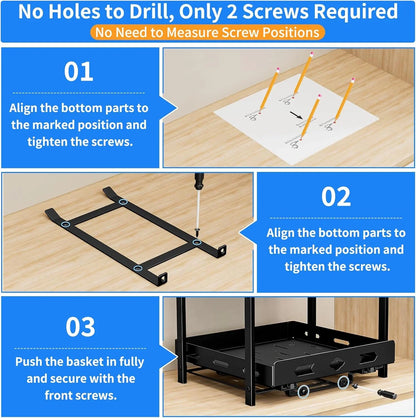 Pull Out Spice Rack Organizer for Cabinet, 2 Tier Cabinet Spice Rack Organizer, Height Adjustable Vertical Spice Rack for Kitchen Cabinet (11.9''Wx10.8''Dx9.2''H, Metal Black)
