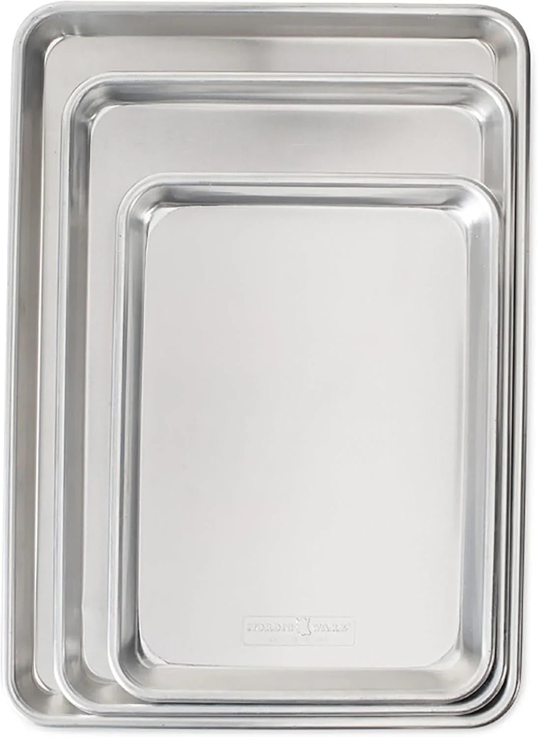 Naturals 3 Piece Set - USA Made Aluminum Commercial Quality Sheet Pan for Baking or Roasting, Encapsulated Galvanized Steel Rim Prevents Warping; Half Sheet, Jelly Roll and Quarter Sheet