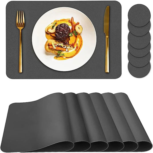 Placemats Set of 6, Placemat with Coasters Heat Stain Scratch Resistant Non-Slip Waterproof Oil-Proof Washable Wipeable Outdoor Indoor for Dining Patio Table Kitchen Decor and Kids