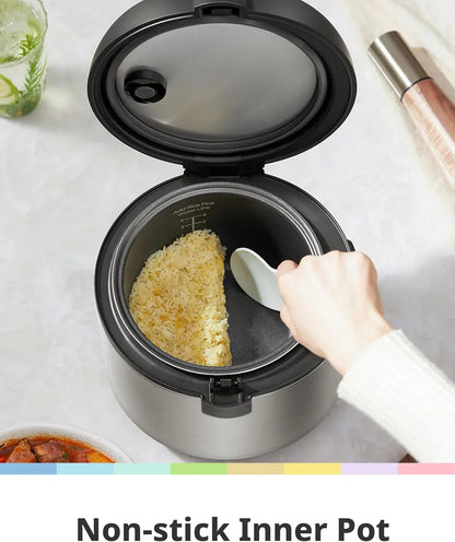 Compact Rice Cooker, 6-In-1 Stainless Steel Multi Cooker, Slow Cooker, Steamer, Saute, and Warmer, 2 QT, 8 Cups Cooked(4 Cups Uncooked), Brown Rice, Quinoa and Oatmeal, 6 One-Touch Programs, Corded Electric