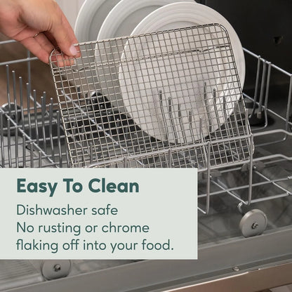 Oven-Safe, Dishwasher-Safe 100% Stainless Steel Cooling & Baking Rack Set - Tight-Wire Bake for Oven Cooking - Heavy Duty - 8.5X12 - Set of 2 - Small Quarter Sheet Pan Cooling Racks