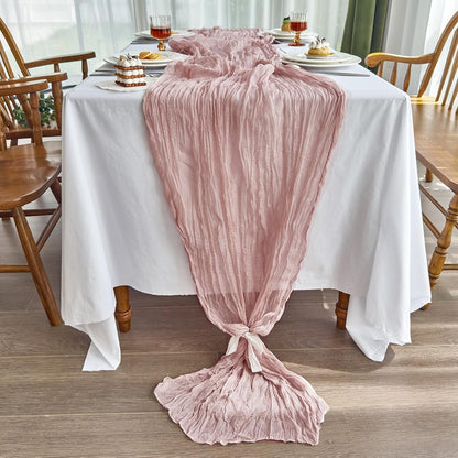 2 Pcs Cheesecloth Table Runner - 10Ft Dusty Pink Easter Decor Boho Gauze Cheese Cloth Table Runners for Baby Shower Decorations Wedding Party Spring Garden Farmhouse