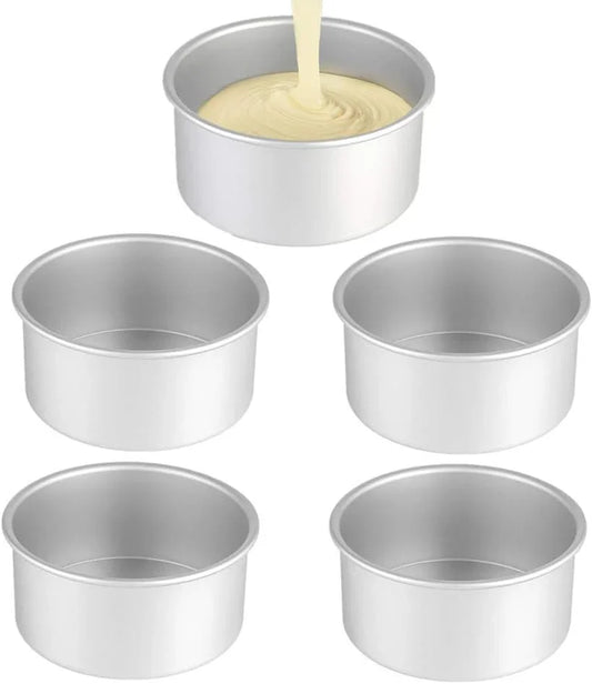 5Pack 5 Inch X 2 Inch Cake Pan, Mini Cake Pan, round Aluminum Cake Pan, Used for Family Gatherings to Bake Mini Cake Pizza, Quiche