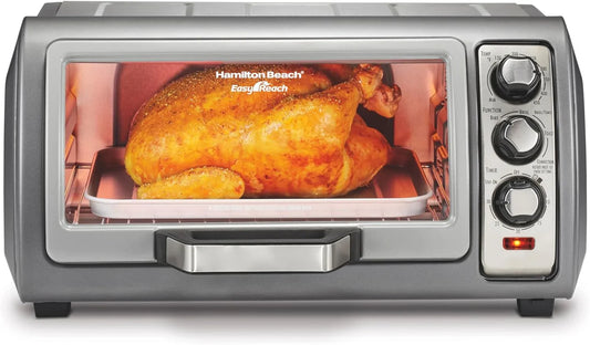 6 Slice Convection Toaster Oven with Easy Reach Roll-Top Door, Bake, Broil & Toast Functions, Auto Shutoff, Silver (31123DA)