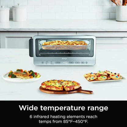 Air Fryer Toaster Oven Combo | 8-In-1 Functionality | Flip up & Away for Storage Space | Air Fry Basket, Sheet Pan, Wire Rack & Removable Crumb Tray |1800 Watt | Stainless Steel | SP151