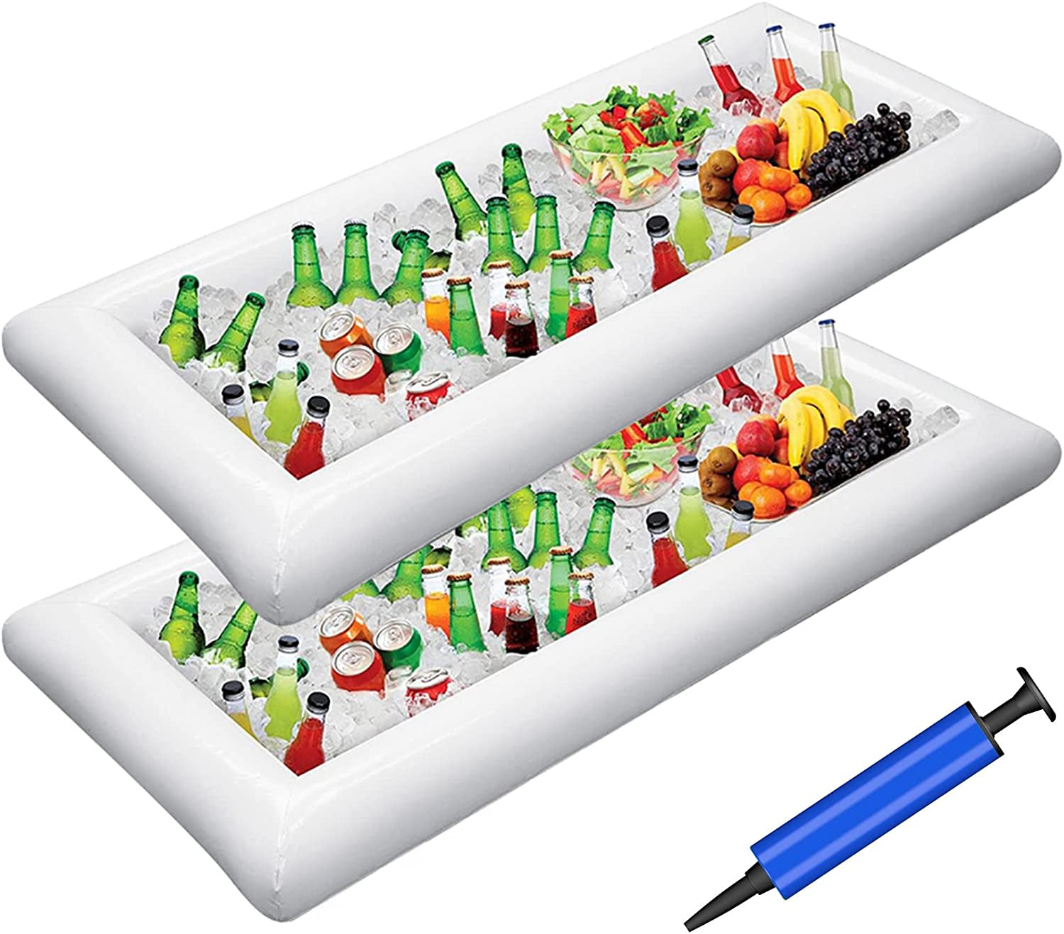 Inflatable Serving Bars Ice Buffet Salad Serving Trays Food Drink Holder Cooler Containers Indoor Outdoor BBQ Picnic Pool Party Supplies Luau Cooler W Drain Plug