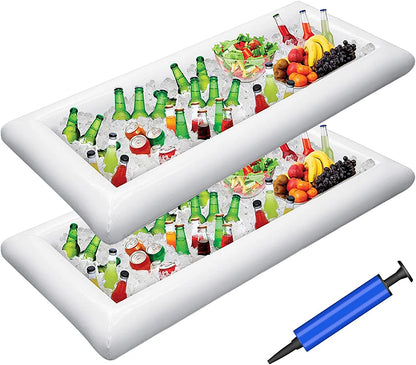 Inflatable Serving Bars Ice Buffet Salad Serving Trays Food Drink Holder Cooler Containers Indoor Outdoor BBQ Picnic Pool Party Supplies Luau Cooler W Drain Plug